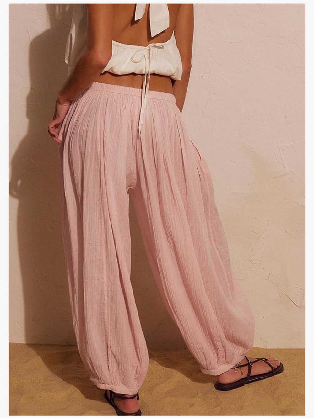 NWT SILKY LIKE Light Pink Relaxed Balloon Pants-S - Picture 7 of 16